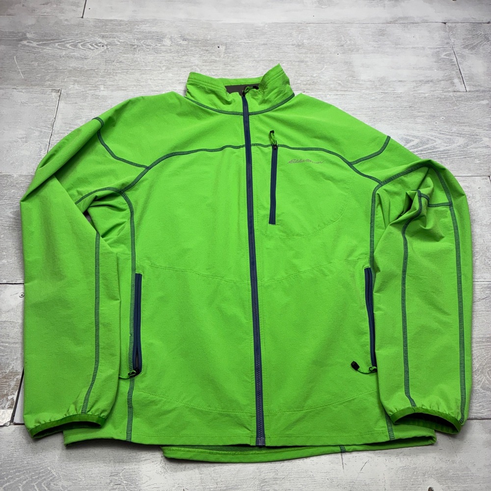 Eddie Bauer First Ascent Jacket Mens L Green Softshell Full Zip Active Hike